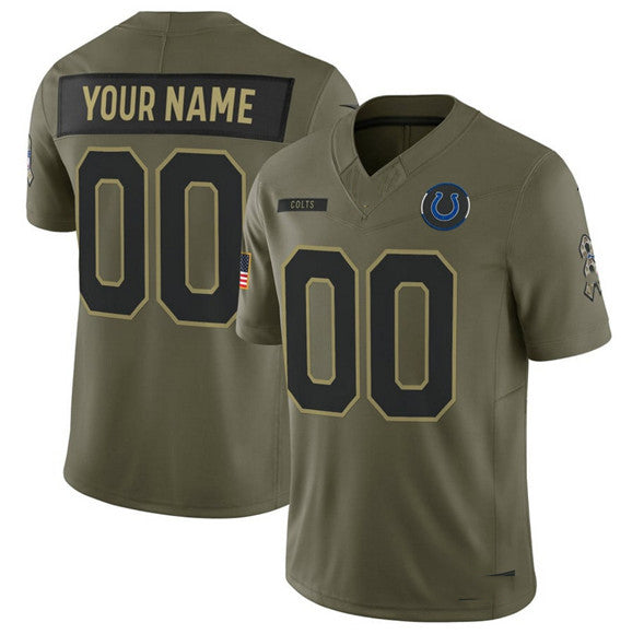 Custom IN.Colts Active Player Olive 2025 F.U.S.E. Salute to Service Limited Football Stitched Jersey