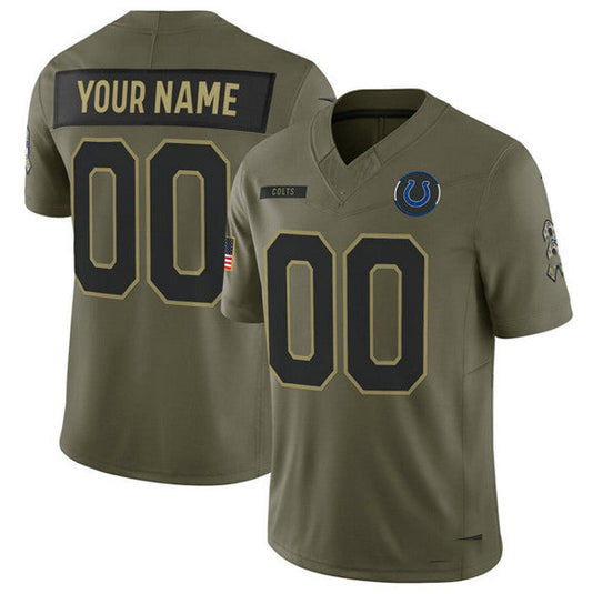 Custom IN.Colts Active Player Olive 2025 F.U.S.E. Salute to Service Limited Football Stitched Jersey