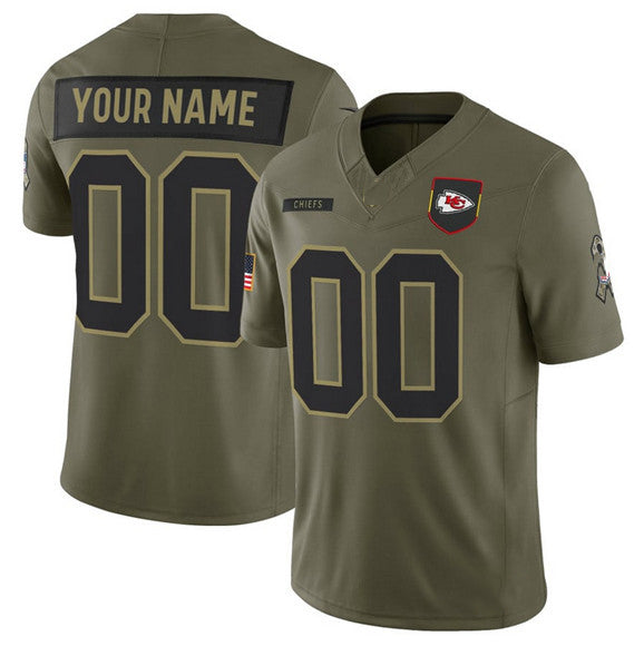 Custom KC.Chiefs Active Player Olive 2025 F.U.S.E. Salute to Service Limited Football Stitched Jersey