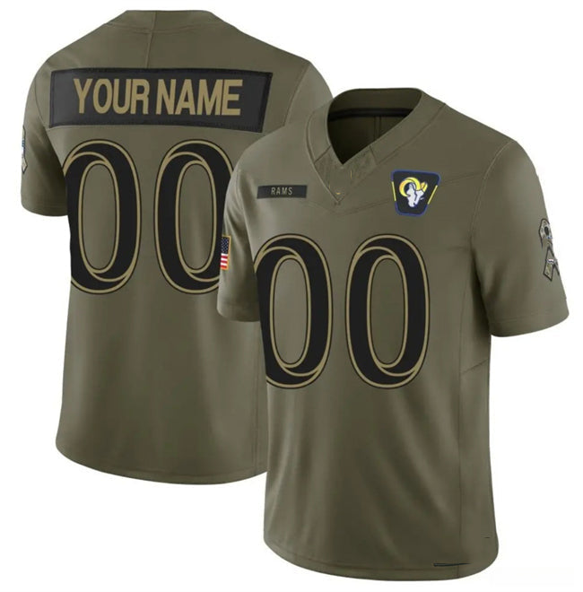 Custom LA.Rams Active Player Olive 2025 F.U.S.E. Salute to Service Limited Stitched Football Jersey