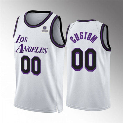 Custom LA.Lakers Active Player White City Edition Stitched Basketball Jersey