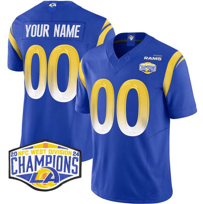 Custom LA.Rams Active Player Royal 2024 West Champions F.U.S.E. Vapor Untouchable Stitched Football Jersey