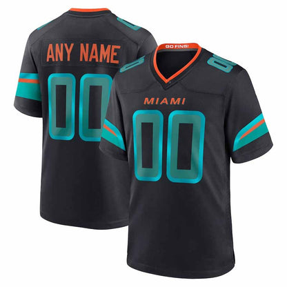Custom M.Dolphins 2025 Rivalries Collection Game Jersey-Nery - Pitch Blue Football Stitched Jersey-Nery