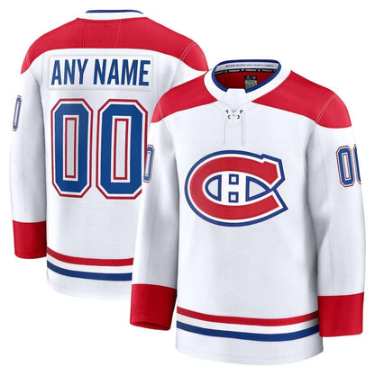 Custom M.Canadiens Fanatics Away Premium Jersey - White Stitched American Hockey Jerseys CROVYIE