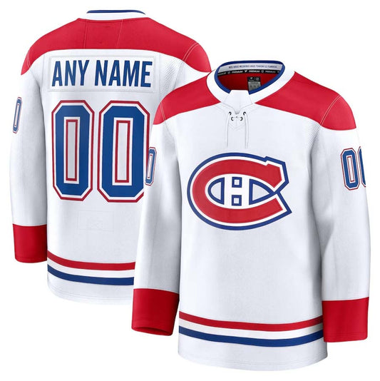Custom M.Canadiens Fanatics Away Premium Jersey - White Stitched American Hockey Jerseys CROVYIE