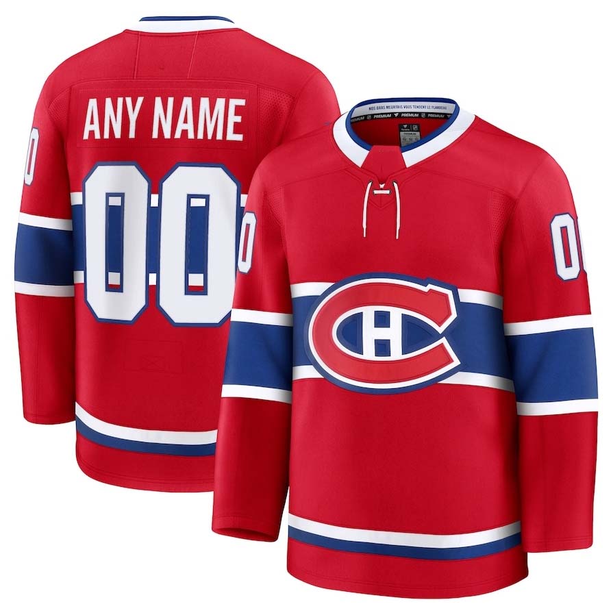 Custom M.Canadiens Fanatics Home Premium Jersey - Red Stitched American Hockey Jerseys CROVYIE