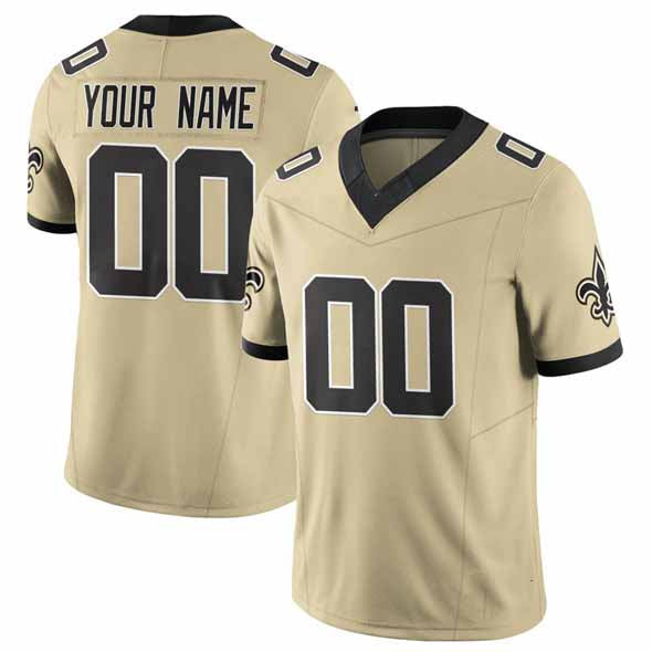 Custom NO.Saints Active Player Gold 2025 F.U.S.E. Alternate Vapor Limited Football Stitched Jersey