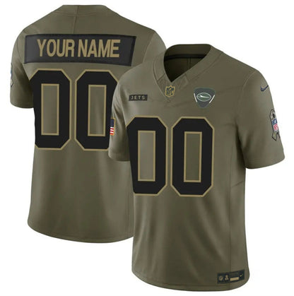 Custom NY.Jets Active Player Olive 2025 F.U.S.E. Salute to Service Limited Stitched Football Jersey