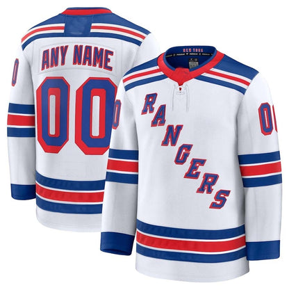 Custom NY.Rangers Fanatics Away Premium Jersey - White Stitched American Hockey Jerseys CROVYIE