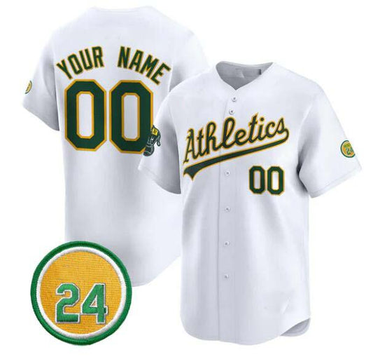 Custom Oakland Athletics Active Player White Rickey Henderson Patch Vapor Premier Limited Stitched Baseball Jersey