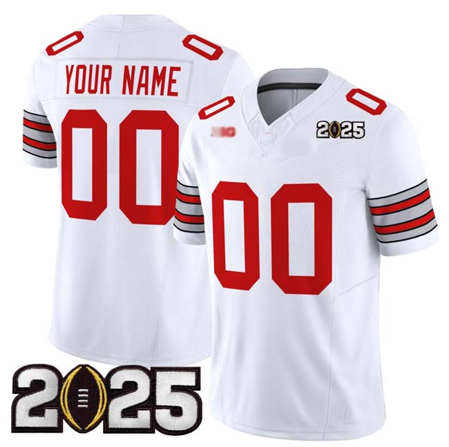Custom O.State Buckeyes Active Player White 2025 CFP Final Patch F.U.S.E. Vapor Limited Stitched Football American College Jerseys