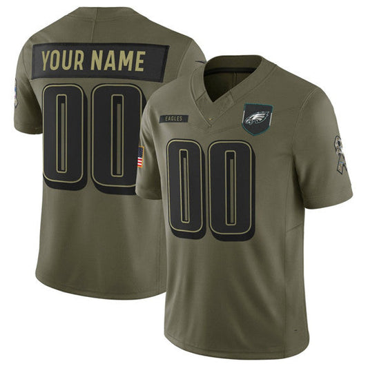 Custom P.Eagles Active Player Olive 2025 Salute to Service Limited Football Stitched Jersey