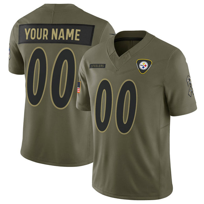 Custom P.Steelers Active Player Olive 2025 F.U.S.E. Salute to Service Limited Football Stitched Jersey