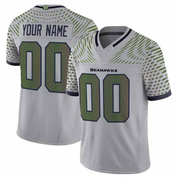 Custom S.Seahawks Active Player Gray 2025 F.U.S.E. Rivalries Vapor Untouchable Limited Stitched Football Jersey-Nery