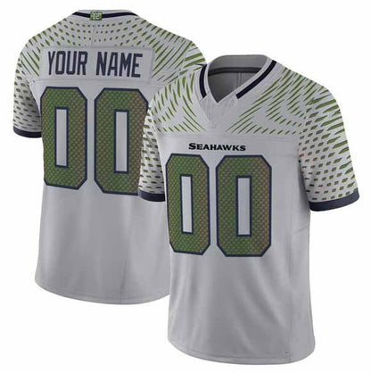 Custom S.Seahawks Active Player Gray 2025 F.U.S.E. Rivalries Vapor Untouchable Limited Stitched Football Jersey-Nery