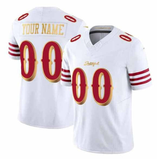 Custom SF.49ers Active Player White Gold 2025 F.U.S.E. Rivalries Vapor Limited Football Stitched Jersey-Nery