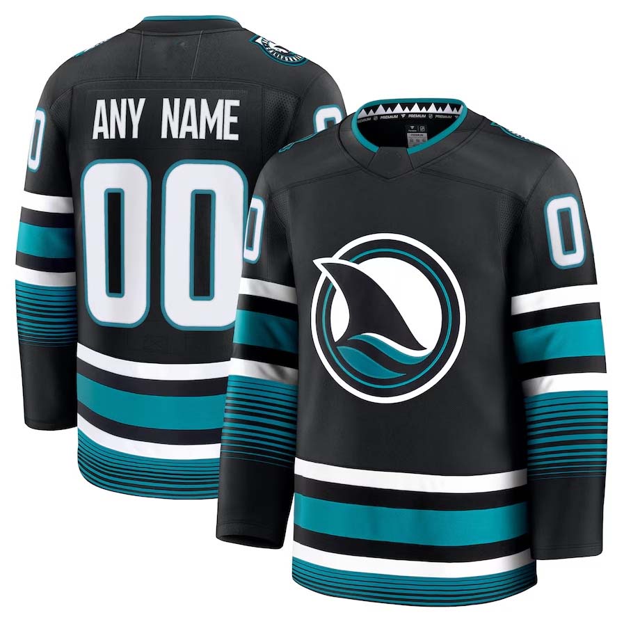 Custom SJ.Sharks Fanatics Alternate Premium Jersey - Black Stitched American Hockey Jerseys CROVYIE