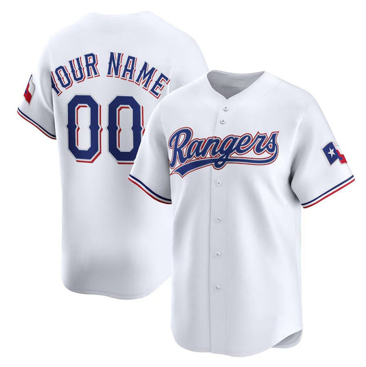 Custom Texas Rangers Home Limited Jersey - White Stitched Baseball Jersey