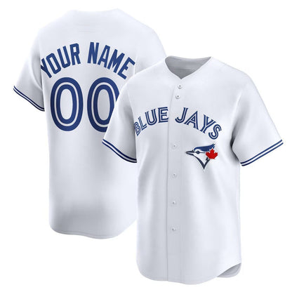 Custom Toronto Blue Jays Home Limited Jersey - White Stitched Baseball Jersey