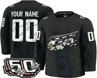 Custom W.Capitals Black 50th Anniversary Authentic Stitched American Hockey Jerseys CROVYIE