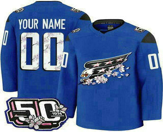 Custom W.Capitals Blue 50th Anniversary Authentic Stitched American Hockey Jerseys CROVYIE