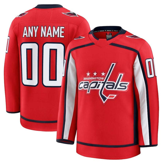 Custom W.Capitals Fanatics Home Premium Jersey - Red Stitched American Hockey Jerseys CROVYIE