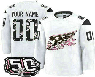 Custom W.Capitals White 50th Anniversary Authentic Stitched American Hockey Jerseys CROVYIE