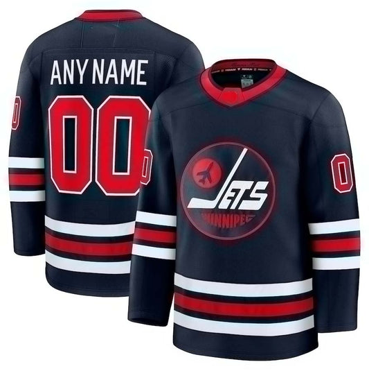 Custom W.Jets Fanatics Alternate Premium Jersey - Navy Stitched American Hockey Jerseys CROVYIE