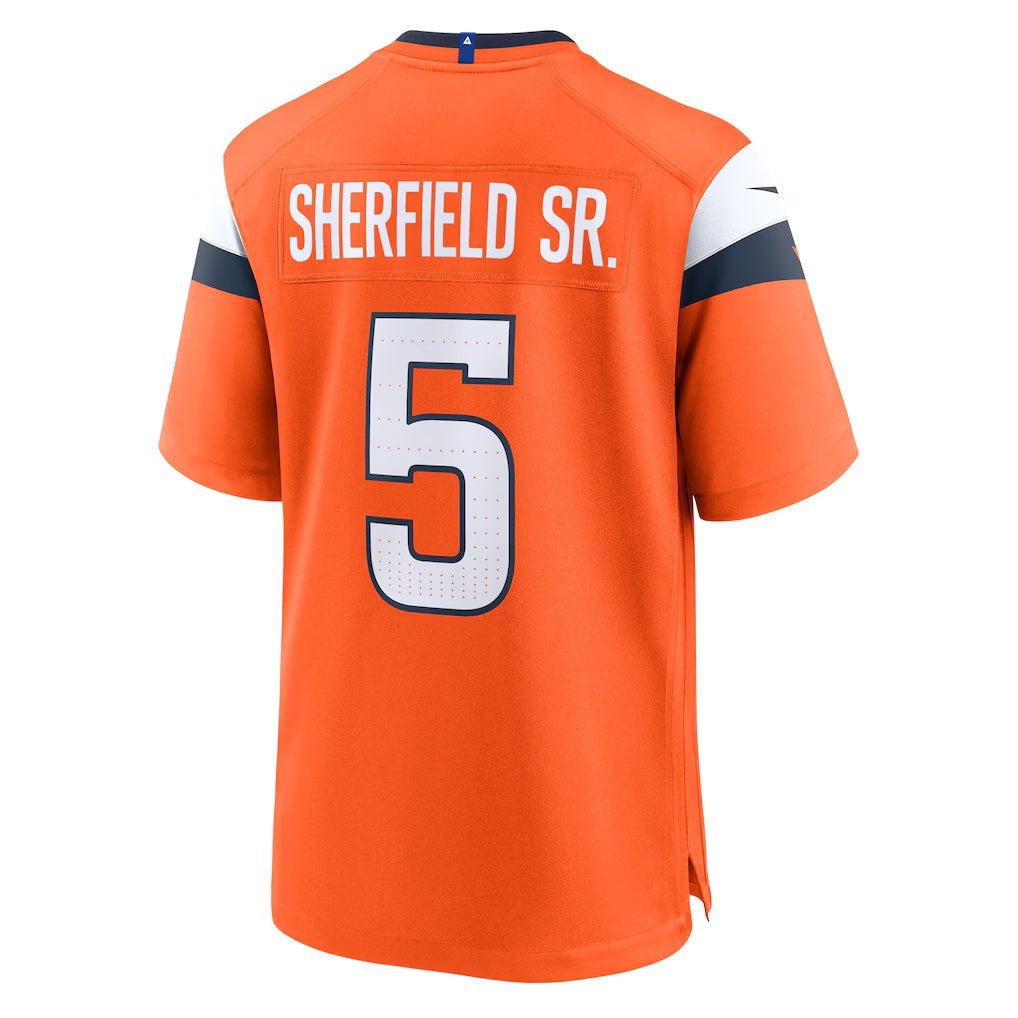 D.Broncos #5 Trent Sherfield Sr. Orange Team Game American Football Jersey