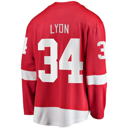 D.Red Wings #34 Alex Lyon Fanatics Home Breakaway Jersey - Red Stitched American Hockey Jerseys CROVYIE