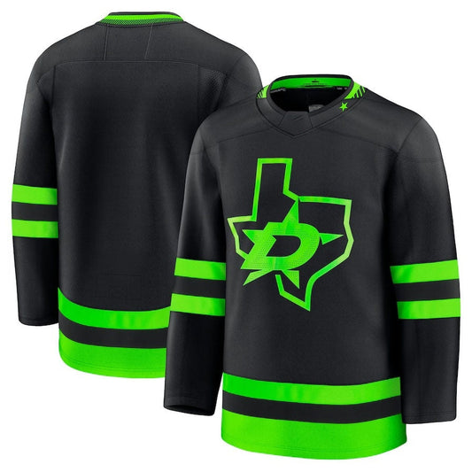 D.Stars Fanatics Alternate Premium Jersey - Black Stitched American Hockey Jerseys CROVYIE
