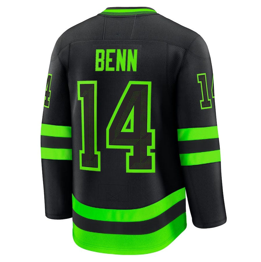 D.Stars #14 Jamie Benn Fanatics Alternate Premium Jersey - Black Stitched American Hockey Jerseys CROVYIE