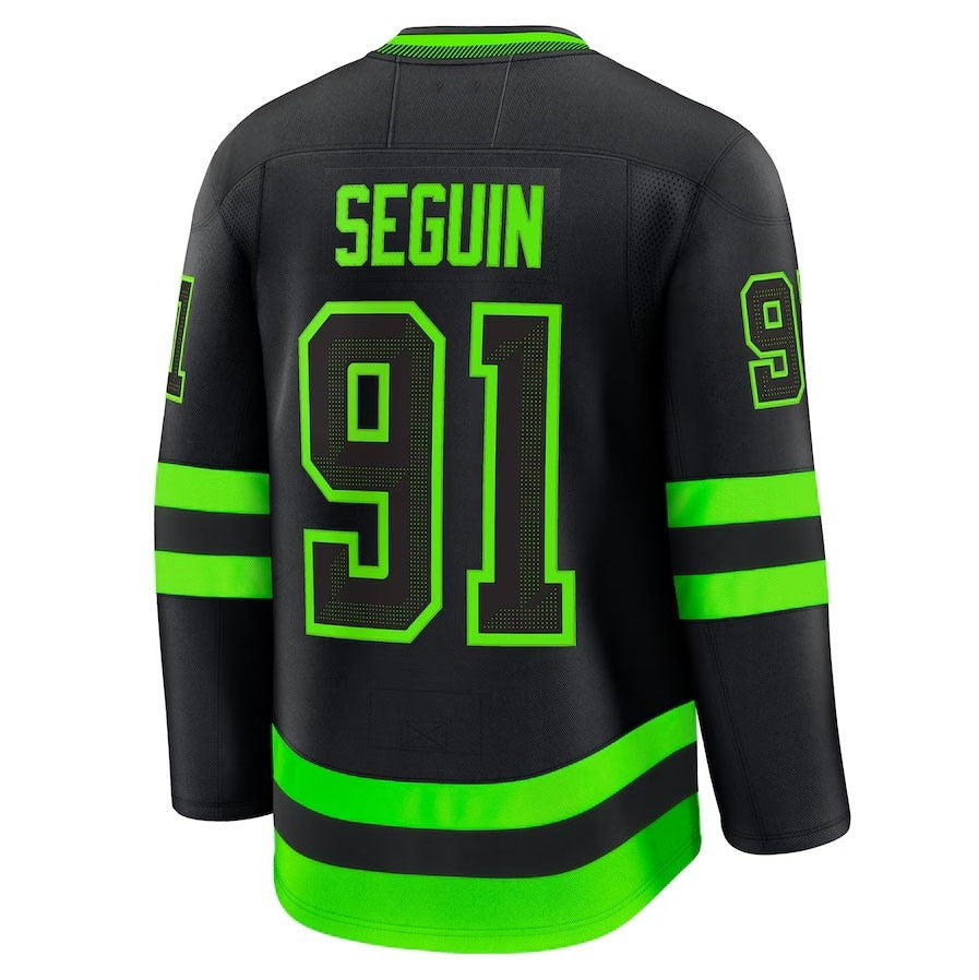 D.Stars #91 Tyler Seguin Fanatics Alternate Premium Jersey - Black Stitched American Hockey Jerseys CROVYIE