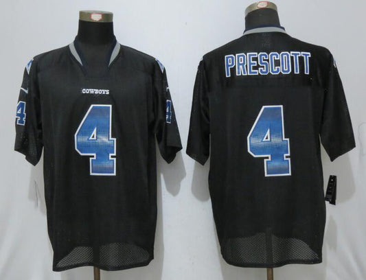 D.Cowboys  #4 Dak Prescott Black Strobe Stitched  Fashion Jersey American Jerseys