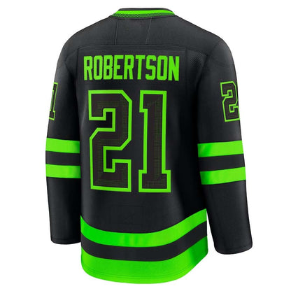 D.Stars #21 Jason Robertson Fanatics Alternate Premium Jersey - Black Stitched American Hockey Jerseys CROVYIE