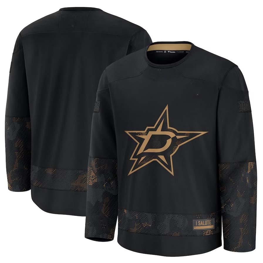 D.Stars Fanatics 2024 Military Appreciation Practice Jersey - Black Stitched American Hockey Jerseys CROVYIE