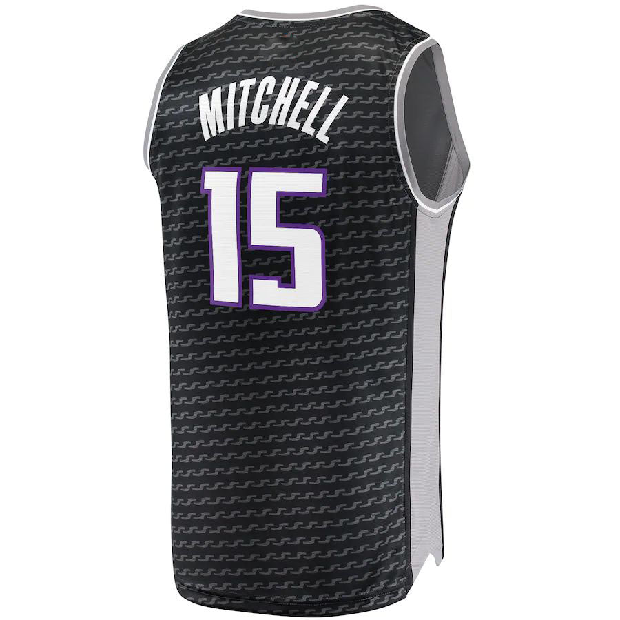 S.Kings #15 Davion Mitchell  Fanatics Branded  Fast Break Replica Jersey Statement Edition Black Stitched American Basketball Jersey