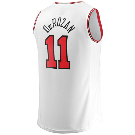 C.Bulls #11 DeMar DeRozan Fanatics Branded 2021-22 Fast Break Jersey White Association Edition Stitched American Basketball Jersey