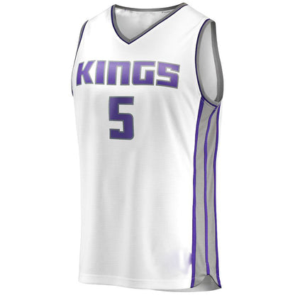 S.Kings #5 De'Aaron Fox Fanatics Branded 2019-20 Fast Break Replica Player Jersey  Association Edition White Stitched American Basketball Jersey