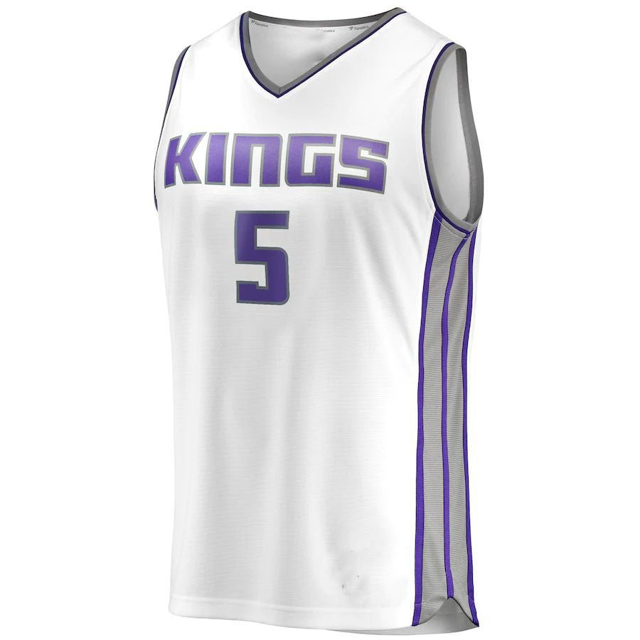 S.Kings #5 De'Aaron Fox Fanatics Branded Fast Break Player Replica Jersey Association Edition White Stitched American Basketball Jersey