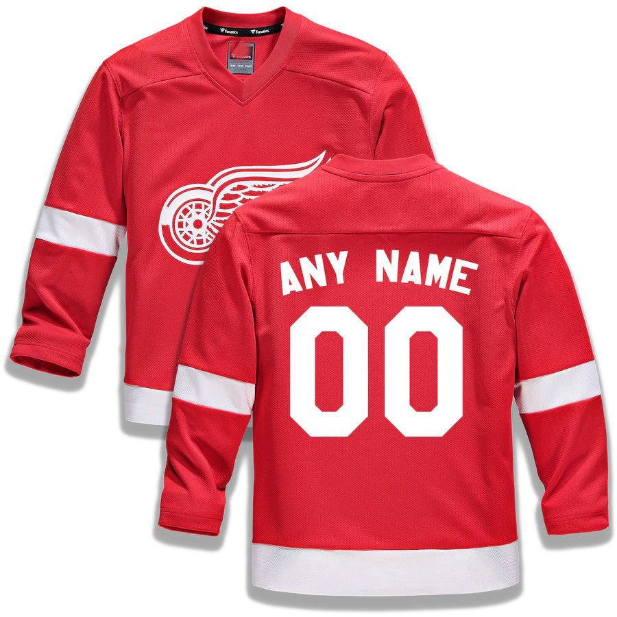 Custom D.Red Wings Fanatics Branded Home Replica Jersey Red Stitched American Hockey Jerseys CROVYIE