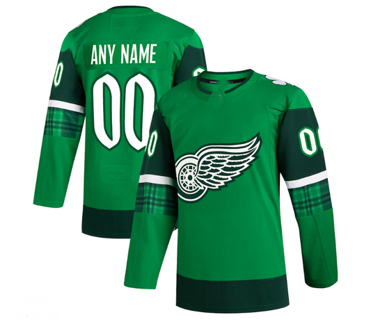 Custom D.Red Wings 2023 St. Patrick's Day Primegreen Authentic Custom Jersey - Kelly Green Stitched American Hockey Jerseys CROVYIE
