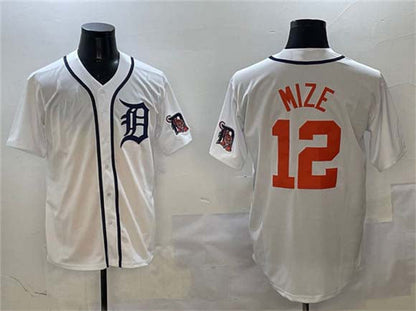 Detroit Tigers #12 Casey Mize White With Patch Cool Base Stitched Baseball Jersey