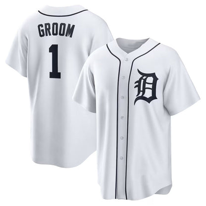 Detroit Tigers #1 Groom Home Replica Jersey - White Stitched Baseball Jersey