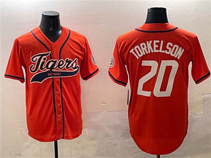 Detroit Tigers #20 Spencer Torkelson Orange With Patch Cool Base Stitched Baseball Jersey