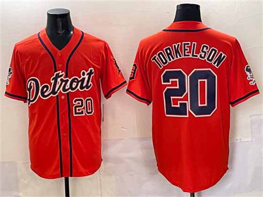 Detroit Tigers #20 Spencer Torkelson Orange With Patch Vapor Premier Limited Stitched Baseball Jersey