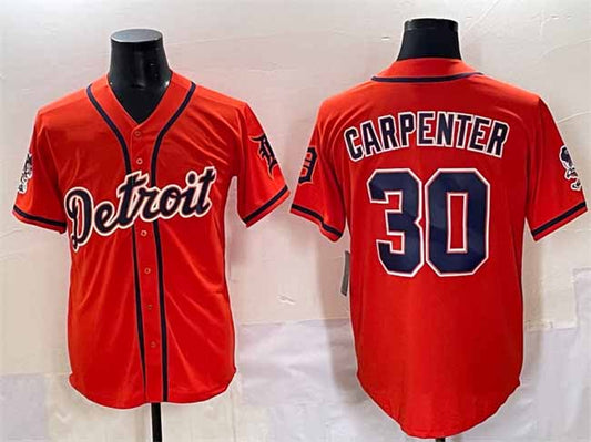 Detroit Tigers #30 Kerry Carpenter Orange With Patch Vapor Premier Limited Stitched Baseball Jersey