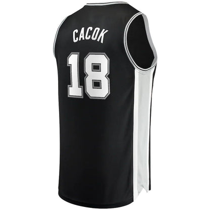 S.Antonio Spurs #18 Devontae Cacok Fanatics Branded  2021-22 Fast Break Replica Jersey  Icon Edition Black Stitched American Basketball Jersey