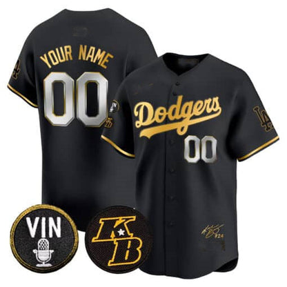 Custom Los Angeles Dodgers Vin Patch & Kobe Bryant Signature Vapor Premier Limited ¨C All Stitched Baseball Jersey
