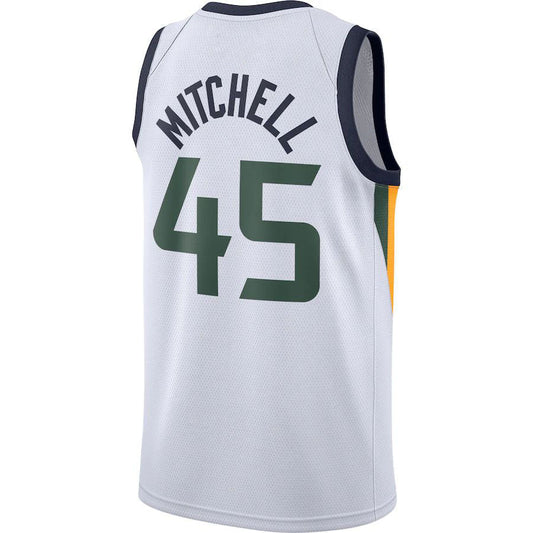 U.Jazz #45 Donovan Mitchell 2020-21 Swingman Jersey White Association Edition Stitched American Basketball Jersey